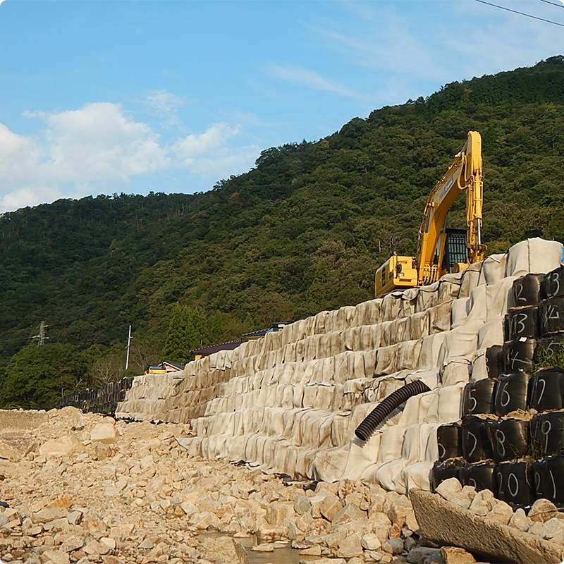 法面へのコンクリートマット施工