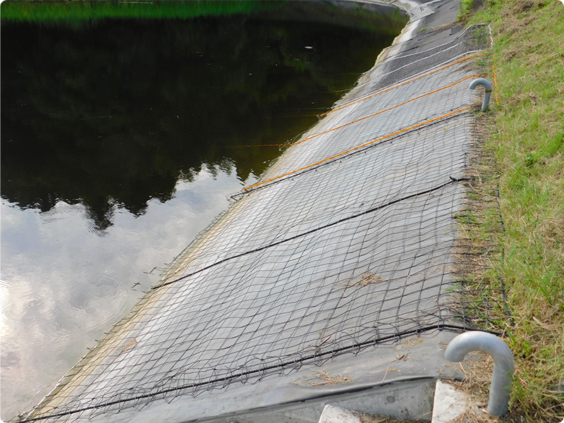 ため池に設置された安全ネット